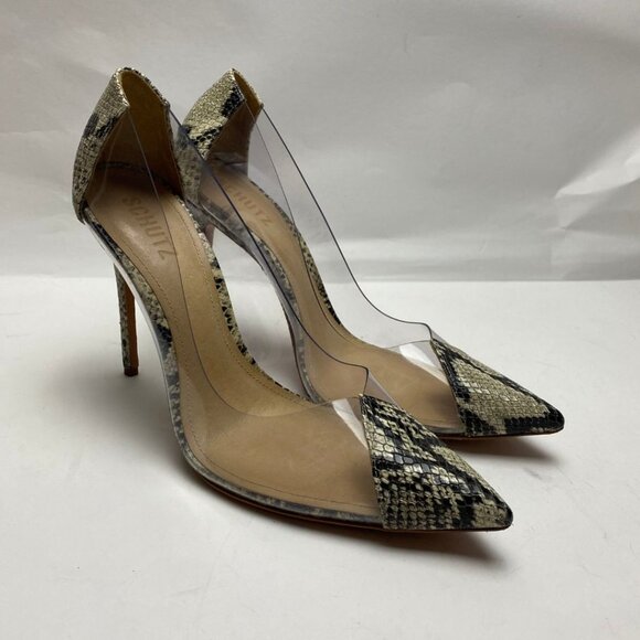 SCHUTZ Cendi Snake Print & Clear Pumps Size 10 - Picture 6 of 8